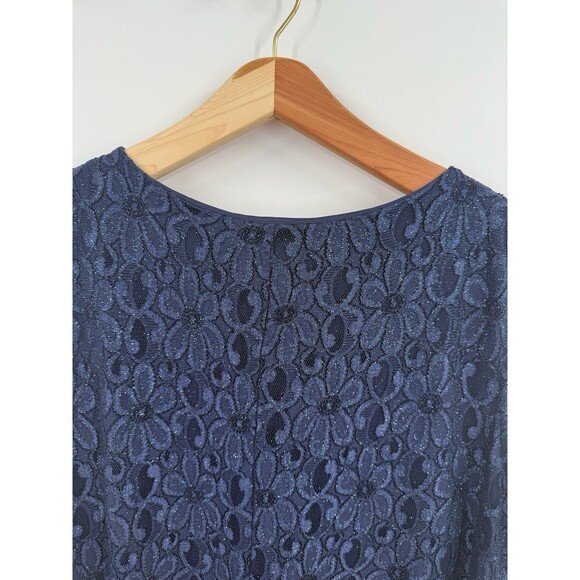 R & M Richards Embellished Lace Sheath Dress Plus Size 22W Navy Blue Cocktail - Picture 5 of 10